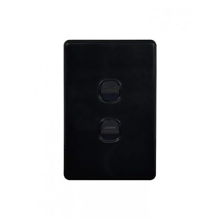 Flat Cat - Switch Vertical 2 Gang 10AX/16A 250V~  Black x10 - FLSWV2GBK