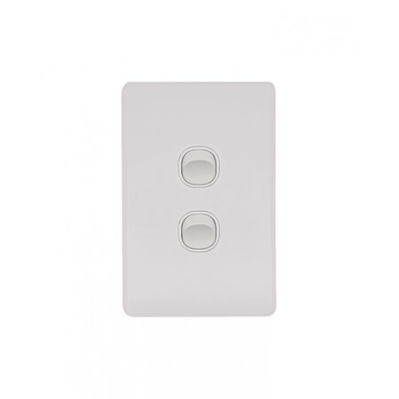 Flat Cat - Switch Vertical 2 Gang 10AX/16A 250V~  Matt White x10 - FLSWV2GMW