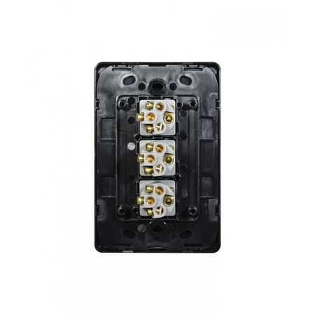 Flat Cat - Switch Vertical 3 Gang 10AX/16A 250V~  Black x10 - FLSWV3GBK