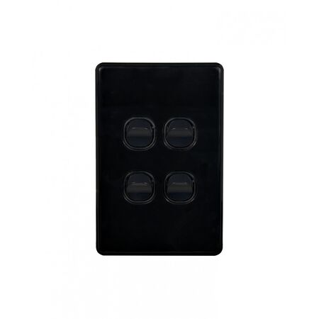 Flat Cat - Switch Vertical 4 Gang 10AX/16A 250V~  Black x10 - FLSWV4GBK