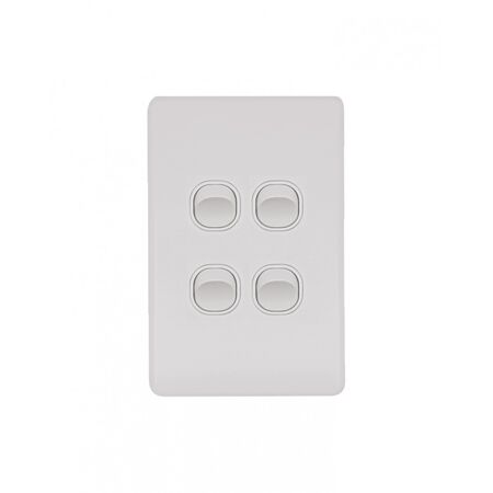 Flat Cat - Switch Vertical 4 Gang 10AX/16A 250V~  Matt White x10 - FLSWV4GMW