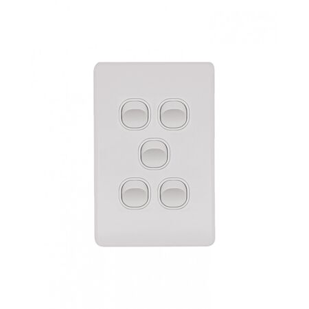 Flat Cat - Switch Vertical 5 Gang 10AX/16A 250V~  Matt White x5 - FLSWV5GMW