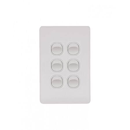 Flat Cat -u00a0Switch Vertical 6 Gang 10AX/16A 250V~  Matt White x5 - FLSWV6GMW