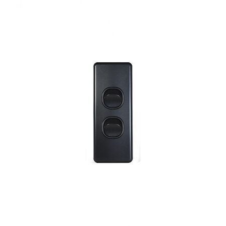 Flat Cat -u00a0Switch Vertical Architrave 2 Gang 10AX 16A 250V  Matt Black x10 - FLSWVA2GMBK