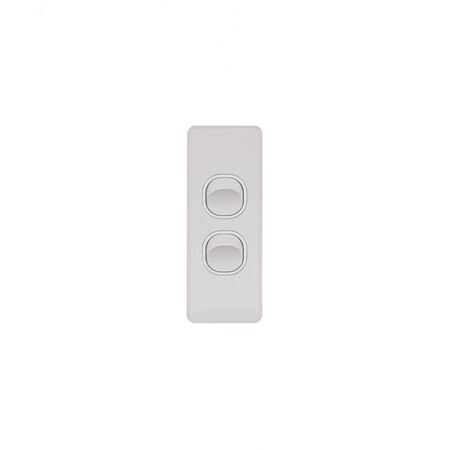 Flat Cat -u00a0Switch Vertical Architrave 2 Gang 10AX 16A 250V  Matt White x10 - FLSWVA2GMW