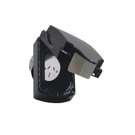 Hippo - Caravan Outlet, Single Outdoor Power Point IP34 15A Auto Switched  Black  x5 - HPPP151GAUBK