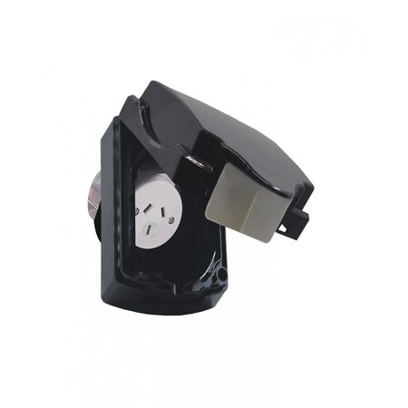 Hippo - Caravan Outlet, Single Outdoor Power Point IP34 10A Auto Switched  Black x5 - HPPP1GAUBK