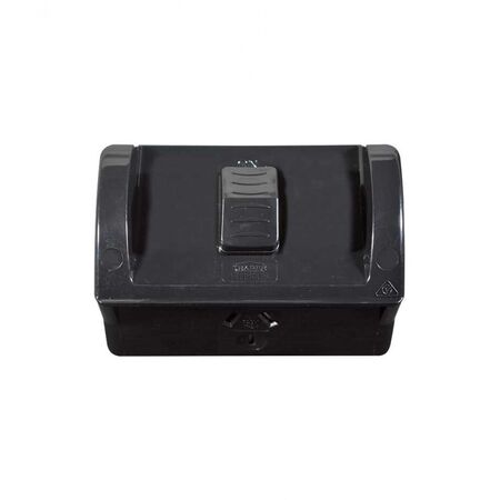 Hippo -u00a0Power Point Weatherproof Single For Outdoor Use IP54 10A 250V With Large Back Box  Black x1 - HPPP1GLBK