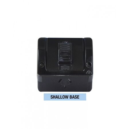 Single Outdoor Powerpoint IP54 10A Shallow Base  Black x1 - HPPP1GSBK