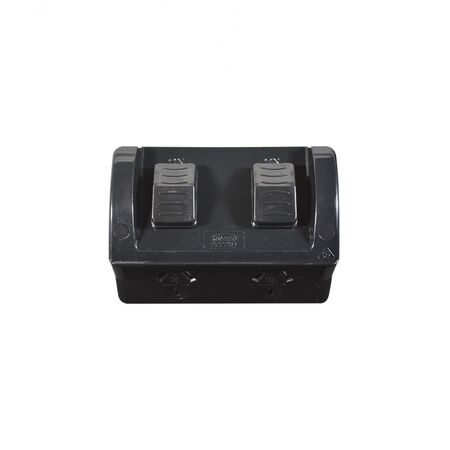 Hippo -u00a0Double Outdoor Power Point IP54 10A 250V~ Double Pole, Shallow  Black x1 - HPPP2GDSBK