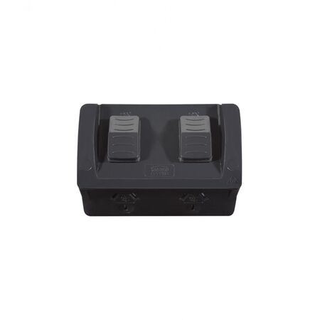 Hippo - Double Outdoor Weatherproof Power Point IP54 10A 250V  Matt Black  x1 - HPPP2GMBK