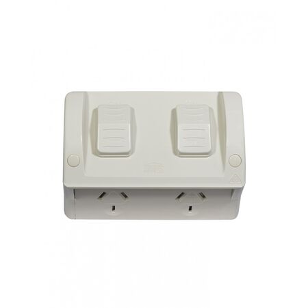 Double Outdoor Power Point IP54 10A Shallow Base  x1 - HPPP2GS