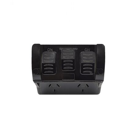 Hippo -u00a0Power Point Weatherproof 2 Gang 10A 250V USB Charger Dual Type A and C 3.4A 5V  Black x1 - HPPP2USB2GACBK