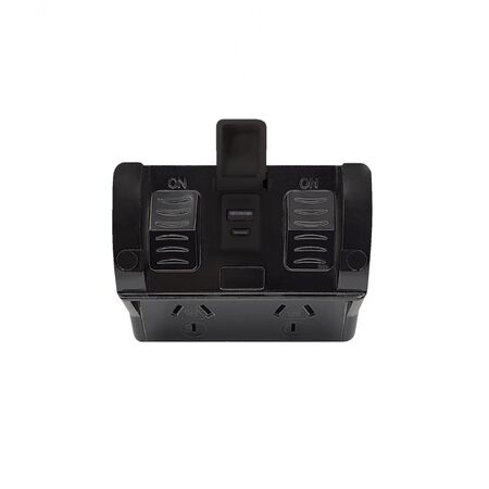 Hippo -u00a0Power Point Weatherproof 2 Gang 10A 250V USB Charger Dual Type A and C 3.4A 5V  Black x1 - HPPP2USB2GACBK
