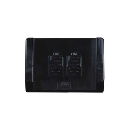 Hippo -u00a0Switch Weatherproof Double For Outdoor Use IP66 16AX 20A 250V with Large Back Box  Black x1 - HPSW2GLBK