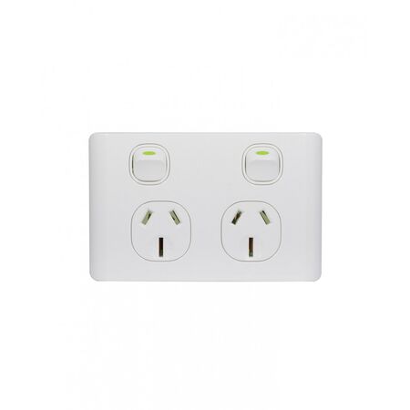 Leopard - Power Point Switched 2 Gang, 15A 250V~  x10 - LEPP152G