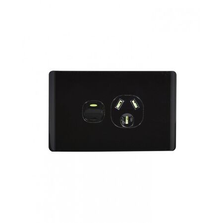 Leopard - Power Point Switched 1 Gang, 10A 250V~  Black x10 - LEPP1GBK