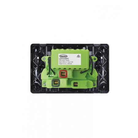 Leopard -u00a0Power Point Fully Integrated Dual USB Charger (Type A & C) Auto Switched  Black x16 - LEPP2USBAUBK