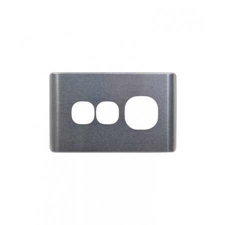 Leopard - Power Point Switched 1 Gang, 10A 250V~, With Extra Switch 16AX/20A  Brushed Aluminium Cover x5 - LEPPSW1GCBA