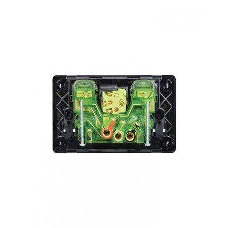 Leopard - Power Point Switched 2 Gang, 10A 250V~, With Extra Switch 16AX/20A  Black x5 - LEPPSW2GBK