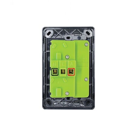 Leopard - Power Point Switched Vertical 2 Gang 10A 250V~  Black x5 - LEPPV2GBK