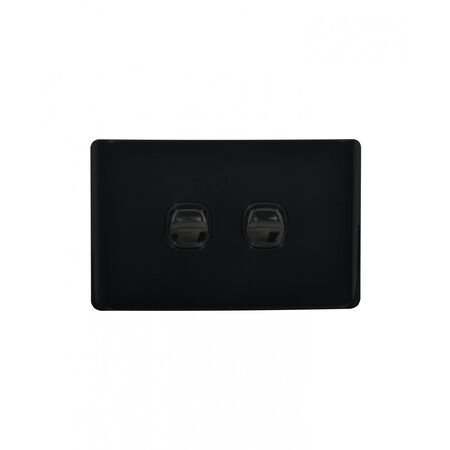 Leopard - Switch Horizontal 2 Gang, 16AX/20A 250V~  Black x10 - LESW2GBK
