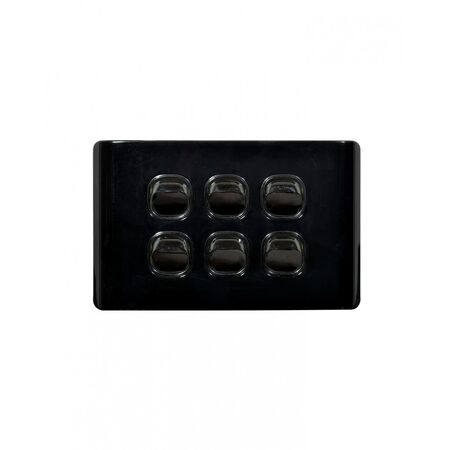 Leopard - Switch Horizontal 6 Gang, 16AX/20A 250V~  Black x5 - LESW6GBK