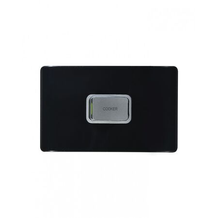 Leopard - Switch Oven 45A 250V~ Double Pole, Horizontal  Black/Silver x5 - LESWDPOV45BKSVH
