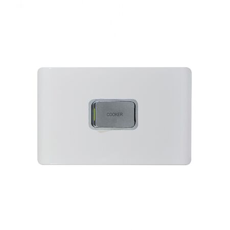 Leopard - Switch Oven 45A 250V~ Double Pole, Horizontal  White/Silver x5 - LESWDPOV45WSVH