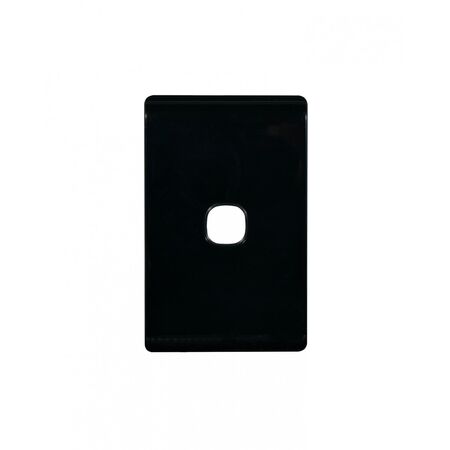 Leopard - Switch Plate Vertical 1 Gang (Less Mech)  Black x10 - LESWPV1GBK