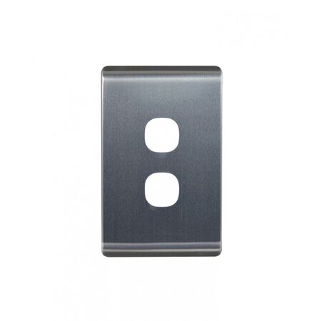 Leopard - Switch Vertical 2 Gang, 16AX/20A 250V~  Brushed Aluminium Cover x10 - LESWPV2GCBA