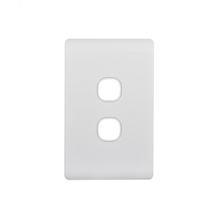 Leopard - Switch Plate Vertical 2 Gang (Less Mech)  White x10 - LESWPV2G