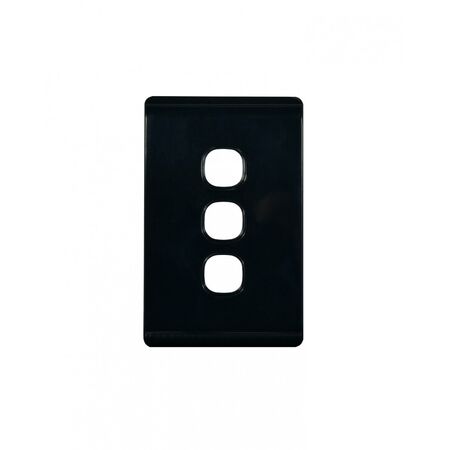 Leopard - Switch Plate Vertical 3 Gang (Less Mech)  Black x10 - LESWPV3GBK