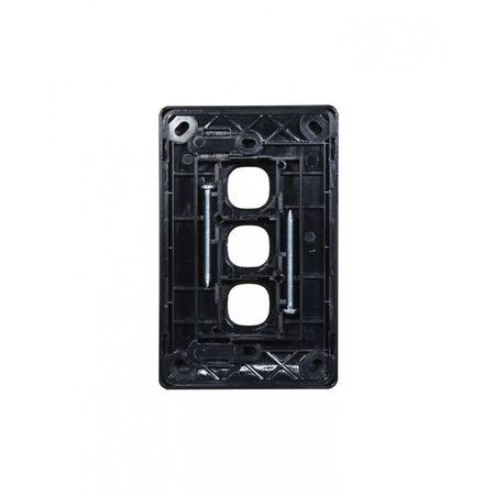 Leopard - Switch Plate Vertical 3 Gang (Less Mech)  Black x10 - LESWPV3GBK