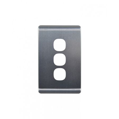 Leopard - Switch Vertical 3 Gang, 16AX/20A 250V~  Brushed Aluminium Cover x10 - LESWPV3GCBA