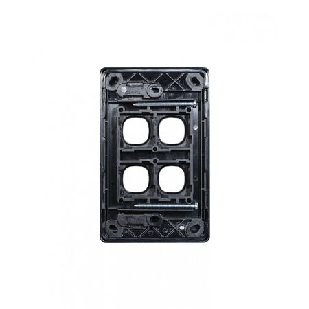 Leopard - Switch Plate Vertical 4 Gang (Less Mech)  Black x10 - LESWPV4GBK