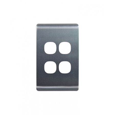 Leopard - Switch Vertical 4 Gang, 16AX/20A 250V~  Brushed Aluminium Cover x10 - LESWPV4GCBA