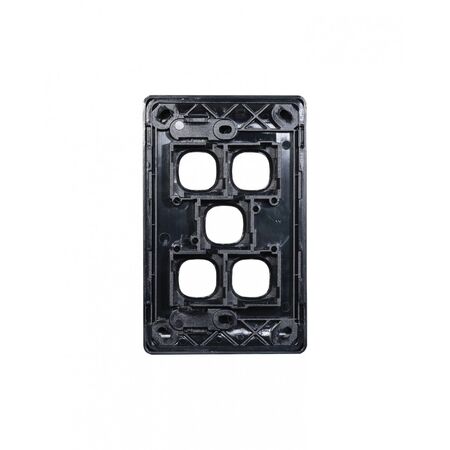 Leopard -u00a0Switch Plate Vertical 5 Gang (Less Mech)  Black x10 - LESWPV5GBK
