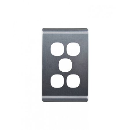 Leopard -u00a0Switch Plate Vertical 5 Gang (Less Mech)  White x10 - LESWPV5G