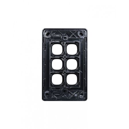 Leopard - Switch Plate Vertical 6 Gang (Less Mech)  Black x10 - LESWPV6GBK