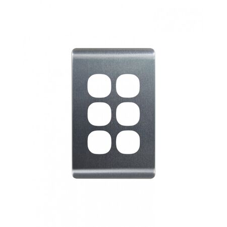 Leopard - Switch Vertical 6 Gang, 16AX/20A 250V~  Brushed Aluminium Cover x5 - LESWPV6GCBA