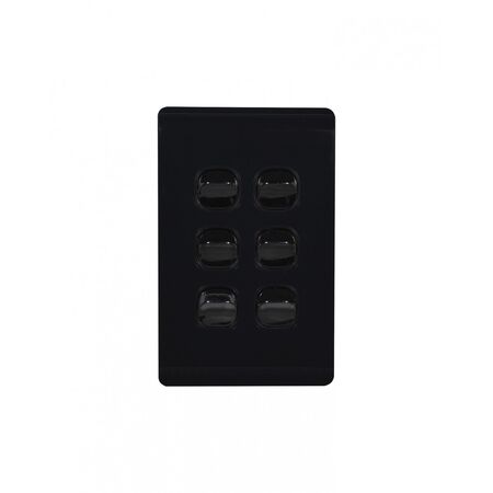Leopard - Switch Vertical 6 Gang, 16AX/20A 250V~  Black x5 - LESWV6GBK