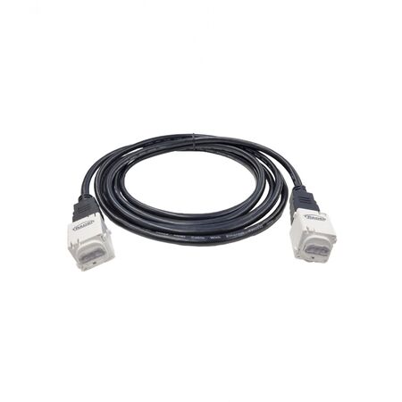 Meerkat -u00a0HDMI Cable with Clip In Detachable Female to Female Socket Connections in White at either end 4K at 60Hz 3 Metres Long  x1 - MEHDMI2