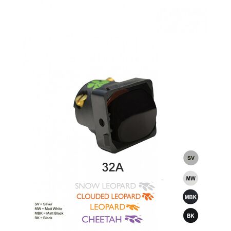 Switch Mechanism 32A 250V~ Cat's Eye  Matt Black x5 - MESW32CMBK