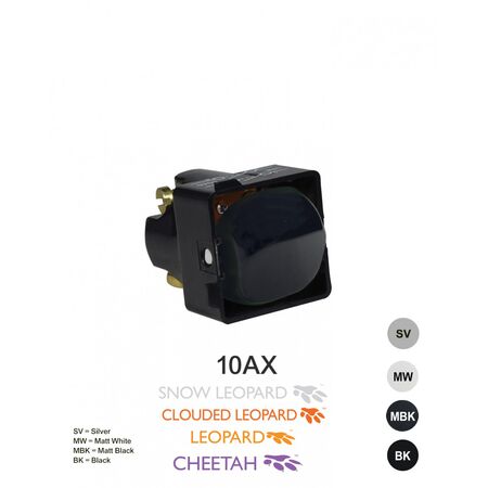 Meerkat -u00a0Double Pole Switch Mechanism 10AX 250V~ Cat's Eye  Black x5 - MESWCDPBK