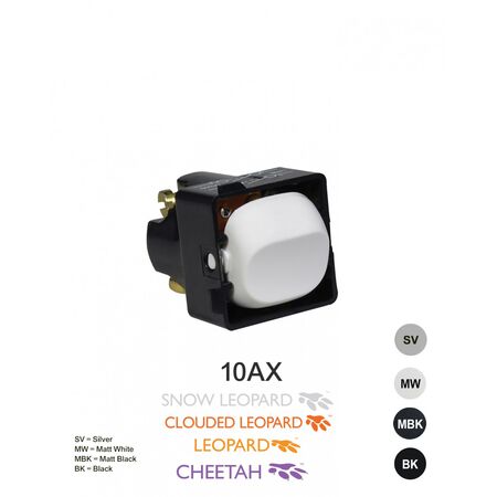 Meerkat -u00a0Double Pole Switch Mechanism 10AX 250V~ Cat's Eye  Matt White x5 - MESWCDPMW