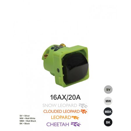 Meerkat - Switch Mechanism 16AX/20A 250V~ Cat's Eye  Matt Black x50 - MESWCMBK