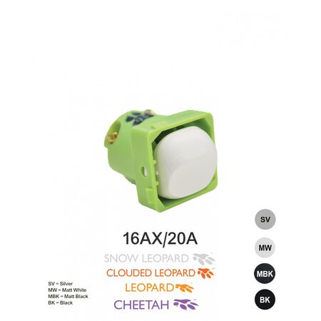 Meerkat - Switch Mechanism 16AX/20A 250V~ Cat's Eye  Matt White x50 - MESWCMW