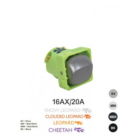 Meerkat - Switch Mechanism 16AX/20A 250V~ Cat's Eye  Silver x50 - MESWCSV