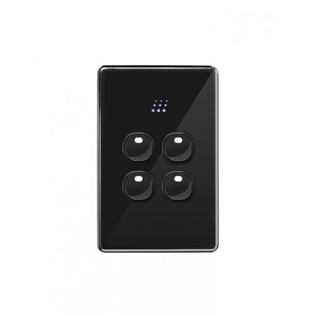 Powermesh -u00a0Multi Purpose Switch 4 Buttonu00a0Maxu00a05AX total, 220-240V 50Hz, 2 or 3 wire auto-sensing (Formerlyu00a0PMPUSWMPV4G)  Black x1 - PMMPS4BK